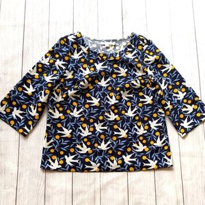 Boden dove birds blouse top blue